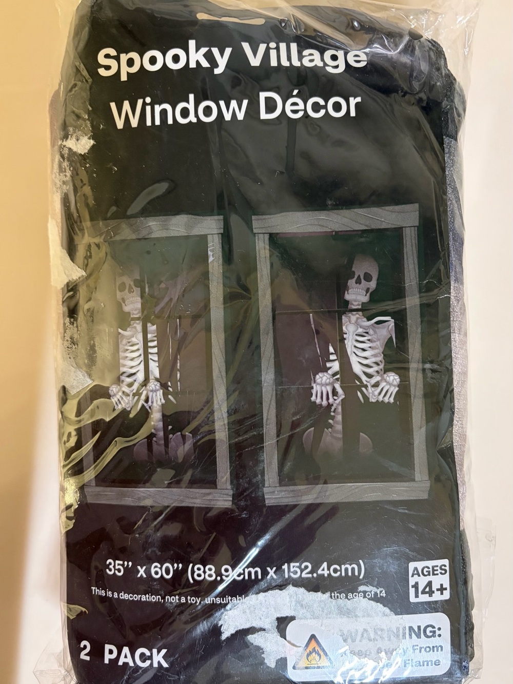 Halloween Window Decorations Large Cute 2 packs of 2 Skeletons & Trapped NIP - Picture 5 of 6